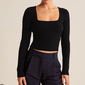 Abercrombie & Fitch Black knit square neck top
